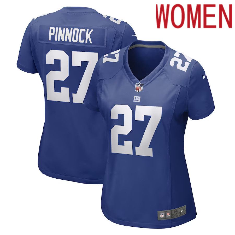 Women New York Giants #27 Jason Pinnock Nike Royal Game Player NFL Jersey